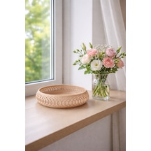 Bej Renk Ahşap Dekoratif Kase 21 X 5 Cm Bej