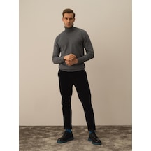 Xint Koyu Gri Dokulu Pamuk Dokulu Regular Fit Kazak 801737