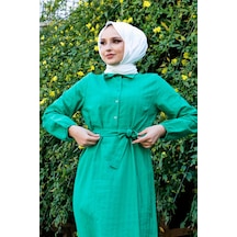 Elegan Belden Bağlmalı Elbise - 71097 - Benetton Yeşil-benetton Yeşil
