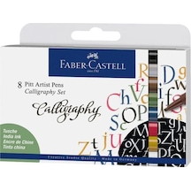 Faber-Castell Pitt Artist Pen Kaligrafi Seti 8'li,Profesyonel Kaligrafi ve El Yazısı İçin Özel Tasarım
