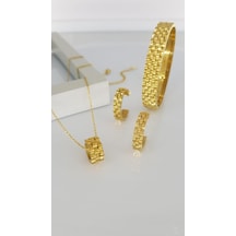 Roxell-2 Marka Çelik Takı Seti Gümüş - Rose Gold