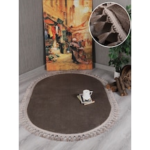 My Evilla Modern Dekoratif Kaymaz Taban Rabbit Oval Örgü Saçaklı 001