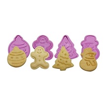 Yılbaşı Şekilli Adam Çam Ağacı Basmalı Kurabiye Kalıbı Gingerbread Man Desenli Şeker Hamuru Kesici Aparat Konsept 1, Krem-turuncu 50 x 22