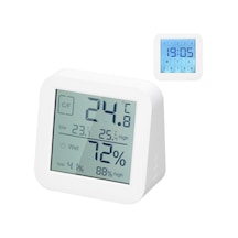 Neevoyu İç Mekan Dijital Termometre-higrometre: Çift Ekranlı Dokunmatik Saat, Sicaklık-nem Ölçer, Pil Hariç Beyaz