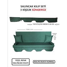 3 Kişilik Lüks Salıncak Kılıf Seti Süngersiz Düz Yeşil