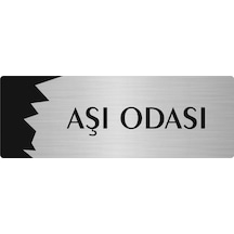 Metal Departman Kapı İsimliği, Yönlendirme Levhası Aşı Odası 7x20 Cm Gümüş Renk