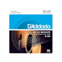 D'addario Ej36 80/20 12-String Bronze Acoustic Guitar Strings. Li