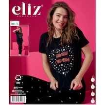 Eliz 7001-14 Good Night Kısa Kol Pamuk Kadın Pijama Takımı Çok Renkli