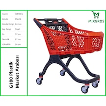 G100 Plastik Market Alışveriş Arabası 100 Litre Kırmızı
