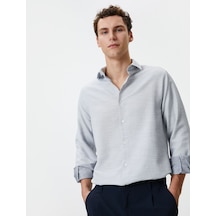 Koton Klasik Gömlek Slim Fit Yarım İtalyan Yaka Düğmeli Uzun Kollu Siyah 4wam60247hw 4WAM60247HW999 Siyah