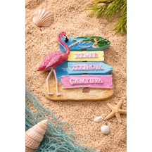 Flamingo Buzdolabı Magneti 8x8 Cm Dekoratif Turistik Hatıra Kemer Tekirova Çamyuva