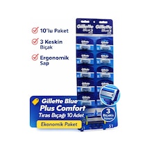 Jilet Blue 3 Plus Comfort Tıraş Bıçağı 10 Adet 3 Bıçaklı Ergonomik Saplı Erkek Tıraş Bıçağı Seti