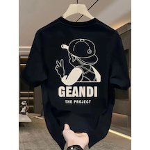 Kadın T-shirt "gandhı The Project" Baskılı Kısa Kollu Tişört - Siyah