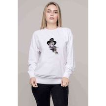 Freddy Krueger Whıte Shadow Baskılı Beyaz Kadın Sweatshirt