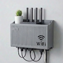 Duvar Tipi Wi-fi Modem Saklama Kutusu Gri Kablo Düzenleyici Router Raf Organizer Renkli