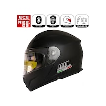 M966 V2 Mat Siyah Motosiklet Kaskı Güneş Vizörlü Çene Açılır Motorcu Kask