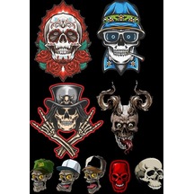 İskelet Sticker Set-4 9 Parça Telefon, Tablet, Defter, Laptop Sticker