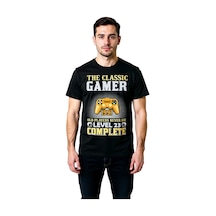 Paybuy Erkek Retro Oyun Kontrolörü Baskılı Tişört Level Nostalji Konforl Siyah