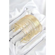 Pirinç Tel Sarma Model Gold Renk Kadın Bileklilk - Blk-0017 Çok Renkli