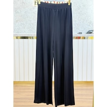 Sentez Sz-5612-s Siyah Renk Liora Geniş Paça Örme Pantolon 2