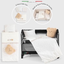 Elelelife Baby Bear 6 Parça Oyun Parkı Park Yatak Bebek Uyku Seti Bej