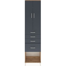 Arges Dolap 3 Raflı 4 Çekmeceli 2 Kapaklı 60x30x243 Çam-antrasit Atlas Çam