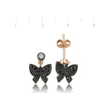 Gumush Gümüş Siyah Kelebek Çivili Küpe N11.49764