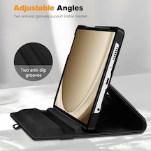 Samsung Galaxy Tab A9 Plus X210/galaxy Tab A11+ Yatay Ve Dikey Standlı 360 Derece Döner Tablet Kılıfı Siyah