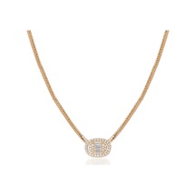 Zirkon Taşlı Altın Kaplama Geometrik Şekilli Gümüş Kolye Gold - Rose Gold - Gümüş