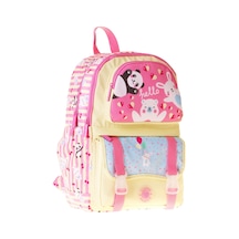 Kaukko Kids Dört Bölmeli Kız Çocuk Hello Baskılı Sarı - Pembe Okul Sırt Çantası - L5308 Çok Renkli