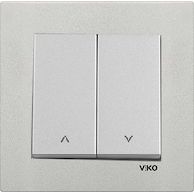 Viko Artline Novella Metalik Beyaz Jaluzi Kumanda Anahtarı Çerçeveli