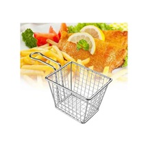 Patates Sunum Kare Seyrek Paslanmaz Çelik Sepet - Patates Sosis Börek Sunumluk Sepeti