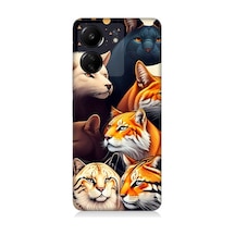 Xiaomi Redmi 13c Uyumlu Renki Kedi Türleri Desenli Silikon Kılıf