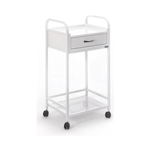 Mcarıs Cihaz Taşıma Ve Setup Sehpası Ahşap Çekmeceli - Beyaz - Sac