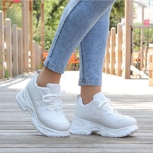 M.p 305 Beyaz Kalın Taban Kadın Yürüyüş Ayakkabısı 001