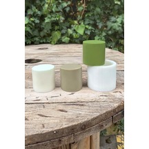 Silindir Şeklinde Silikon Mum Kalıbı 6x6x10 Cm Yeşil Çok Renkli