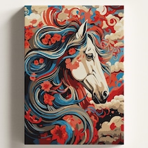 Sayılarla Boyama Tuval Hobi Seti, Renkli At Temalı Fırça Ve Boya Dahil Set Çıtalı 50x70 Cm, Kendin Yap Sayıla Diğer