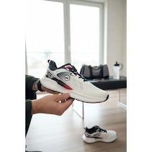 Enoch Erkek Spor Ayakkabı Desenli Ve Logolu Sneaker Koşu Yürüyüş Performans Modeli Beyaz