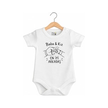 Babylimon Pamuklu Bebek Body - Baba Kız En Iyi Arkadaş - Bebek Zıbın Badi- Yazılı Zıbın Beyaz - 936529786 Beyaz