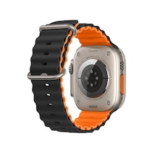 E2m  Apple Uyumlu  Watch  38-40-41mm Krd-28 Ocean Çift Renkli Siyah Kordon