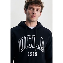 Ucla Jepsen Siyah Kapüşonlu Nakışlı Standard Fit Erkek Sweatshirt Siyah
