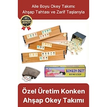 Premium Kaliteli Eğlence Hobi Çizilmeye Dayanıklı Silinebilir Büyük Boy Konken Ahşap Okey Takımı