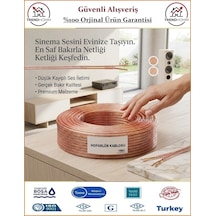 Trendhomm 2x0,75 Bitişik Hoparlör Tesisat Kablosu - %100 Bakır - Şeffaf - 30 Metre