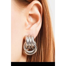 By Zeyna Aksesuar Kadın Vip Seri Özel Tasarım Marka Küpe Seti-4299 Gümüş