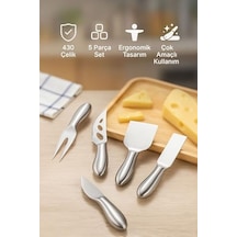 Çelik 5 Parça Silver Peynir Bıçağı Seti Peynir Dilimleyici Cin621by Açık Ceviz
