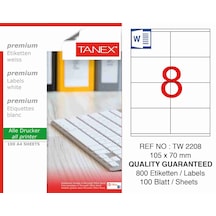 Tanex Tw-2208 105X70 MM Laser Etiket 100 Ad.