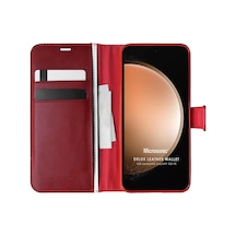 Samsung Galaxy S23 Fe İçin Kılıf Delux Leather Wallet Kırmızı Galaxy S23 Fe İle Uyumlu Kılıf - Kırmızı Çok Renkli