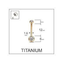 Yüksek Kalite G23 Titanium Çift Taşlı Titanyum Göbek Piercingi Altın