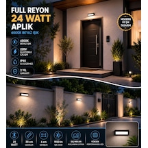 Elektrikle Çalışır, 24 Watt 6500 Kelvin Beyaz Işık İç Ve Dış Mekan Kapı Girişi Bahçe Duvar Led Aplik Beyaz - Siyah