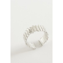 Çizgili - 943 - Metal Yüzük - Nazblsmm - Gümüş Rengi